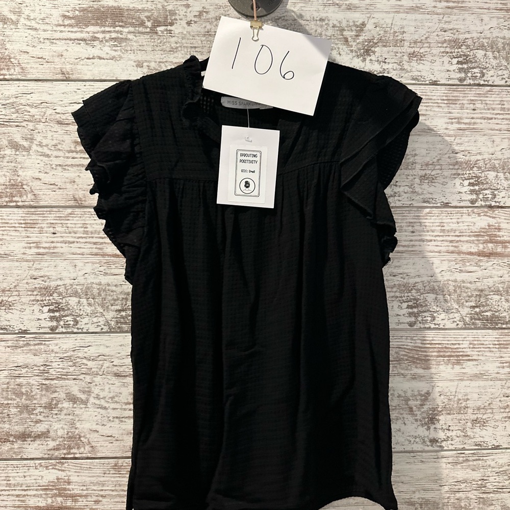 Elegant Black Ruffled Blouse